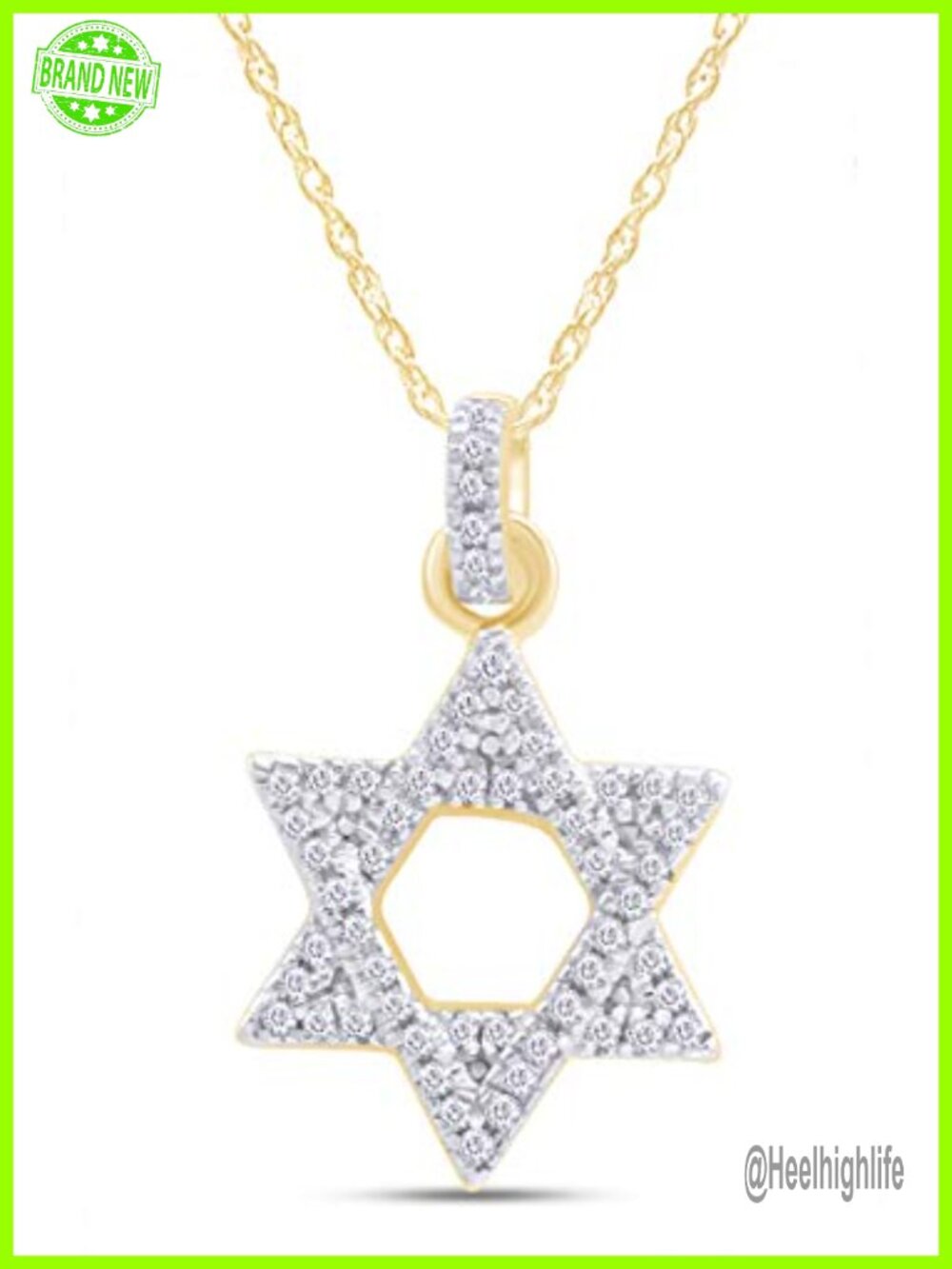 Star of David Pendant Necklace 14k Yellow Gold Over Sterling Silver Lab Grown